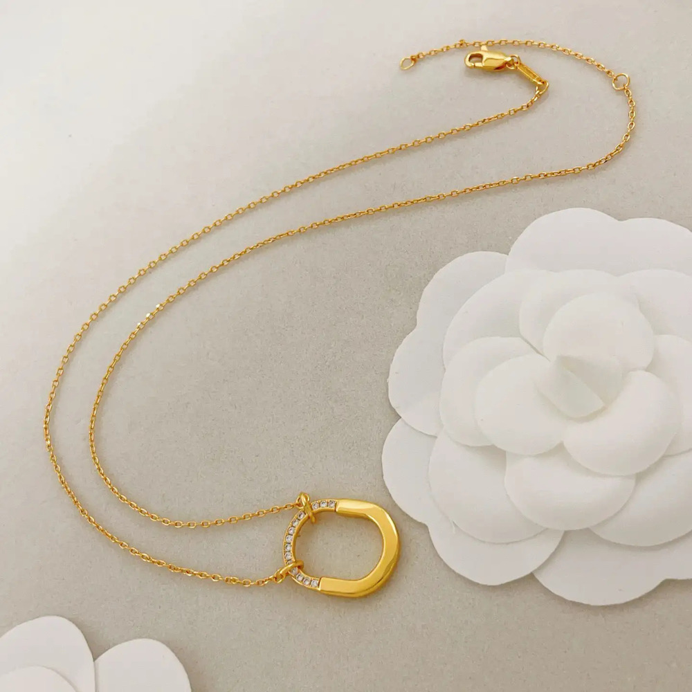 Tiffany & Co. Gold Half-Diamond U-Lock Necklace - Picture 4 of 5